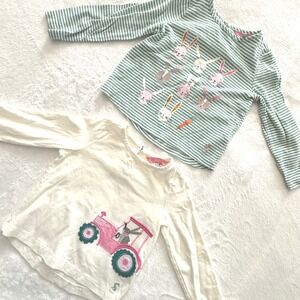 Joules Girls 2T Bunny Long Sleeve Tops Lot Pink Tractor Easter Shirt Set